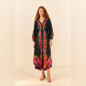 Farm Rio Blooming Garden Floral Long-Sleeve Maxi Dress
